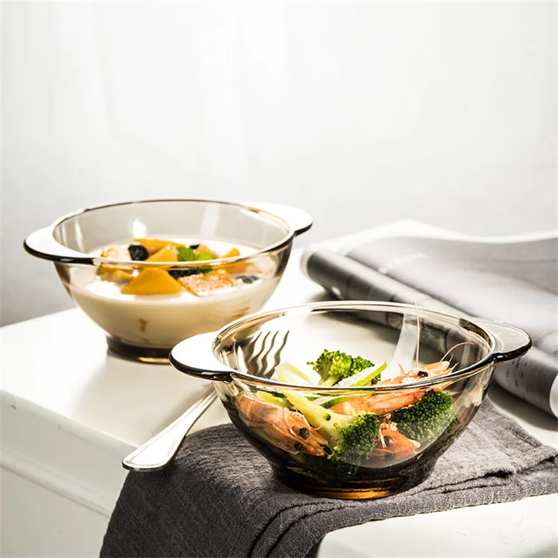 Утолщенная термостойкая чаша из закаленного стекла прозрачная темно коричневая