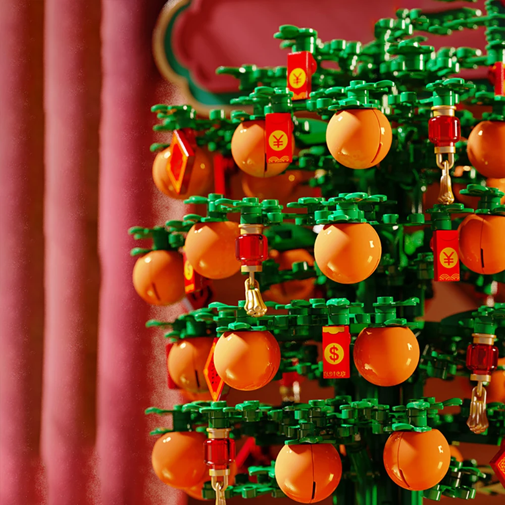 

666PCS City Creator Chinese Style Spring Festival Series Music Box Building Blocks Fortune Orange Tree Bricks Toys For Children