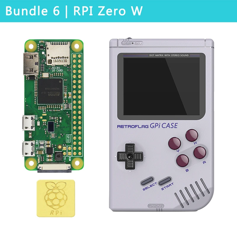 Bundle 6 Retroflag GPi чехол Игровой Набор для Raspberry Pi Zero W 1,3 опционально 32 Гб 64 Гб sd-карта медные радиаторы для RPI Zero - Цвет: Bundle 6