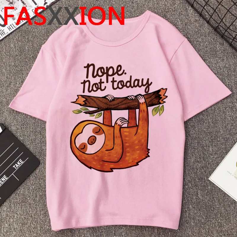 Женская футболка с рисунком Каваий животного Ленивец 2020 летний топ гранж