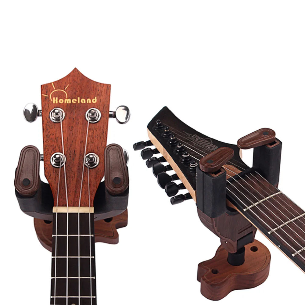 

T106 High Strength Guitar Wall Mount Hangers Auto Locking Grip And Wood Base for Guitar