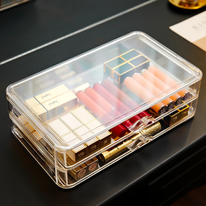 ANFEI New clear 2 layers Jewelry storage drawer box with tray transparent plastic 3 ring C227-2 | Дом и сад