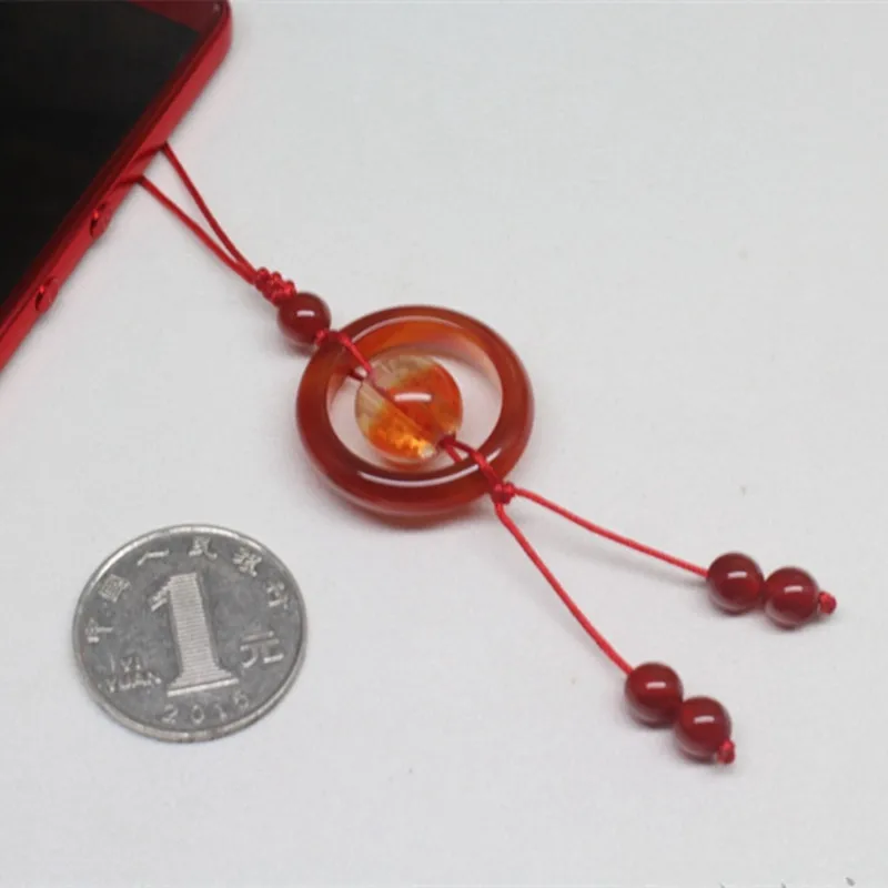 

DIY agate ring luminous glass beads mobile phone chain night pearl mobile phone straps mobilephone straps cute cell phone charm