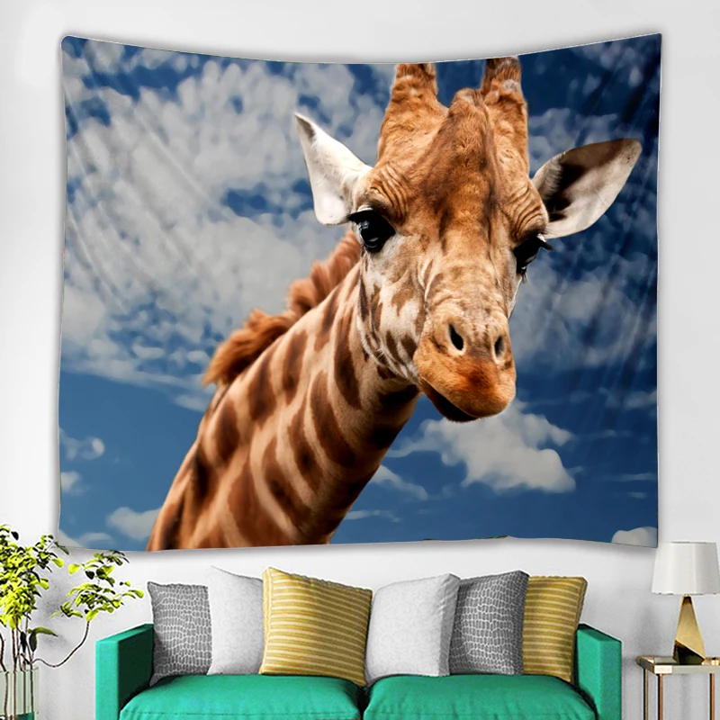 

Mini giraffe animal mural custom tapestry bohemian carpet mattress living decoration wall painting cushion supplies