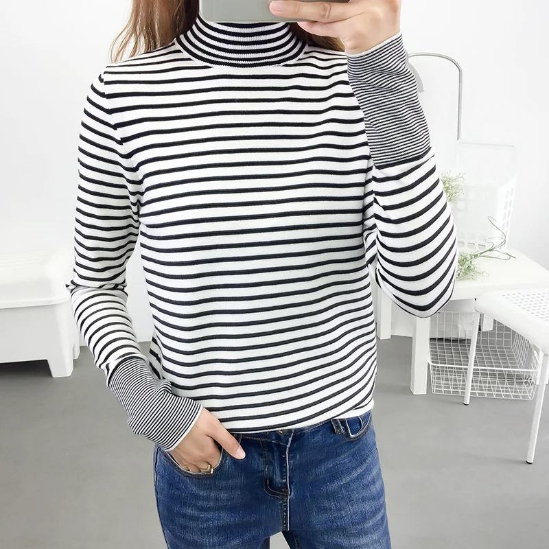 Turtleneck Breastfeeding Sweater Winter Postpartum Women Nursing Knitted Pullovers Long Sleeve Cotton Striped Lactation Kintwear | Мать и