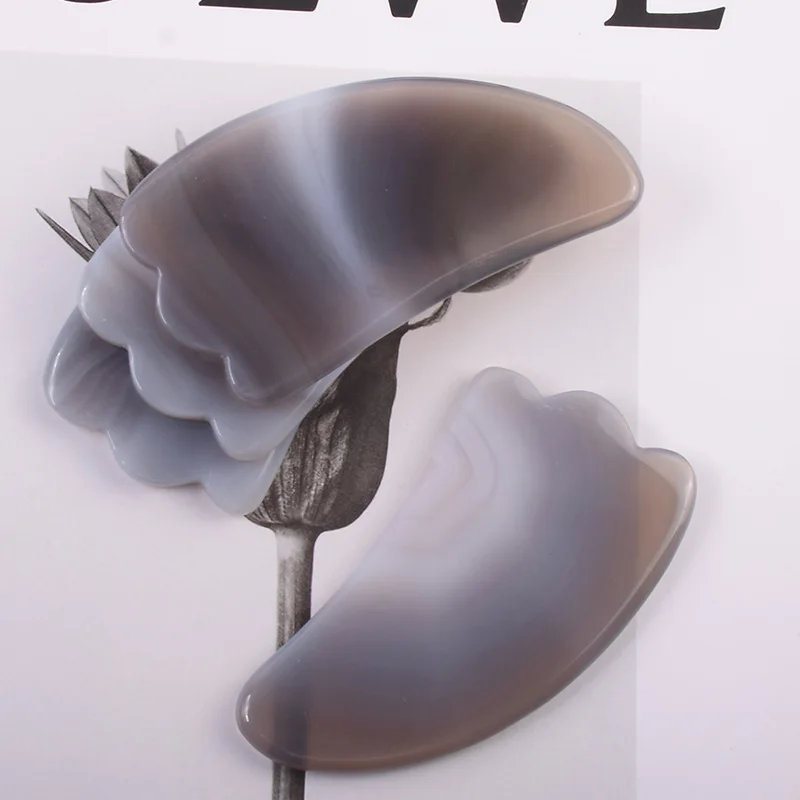 Скребок Agate Gua Sha натуральный камень пилообразный инструмент для лифтинга лица