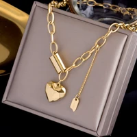 titanium stainless steel no fading simple sweater heart pendant chain necklace light luxury fashion charm jewelry gift for women