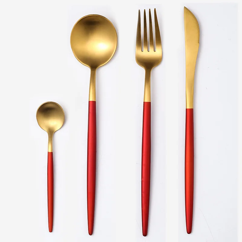 

4pcs/set Portuguese Western Cutlery Set Stainless Steel Cutlery Set Western Steak Cutlery Spoon Gift-giving Knife and Fork Set