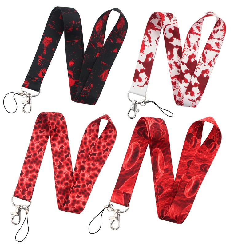 

LX597 Fluid Tissue Lanyard Neck Strap Rope For Mobile Cell Phone Blood ID Card Badge Holder With Keychain For Friend