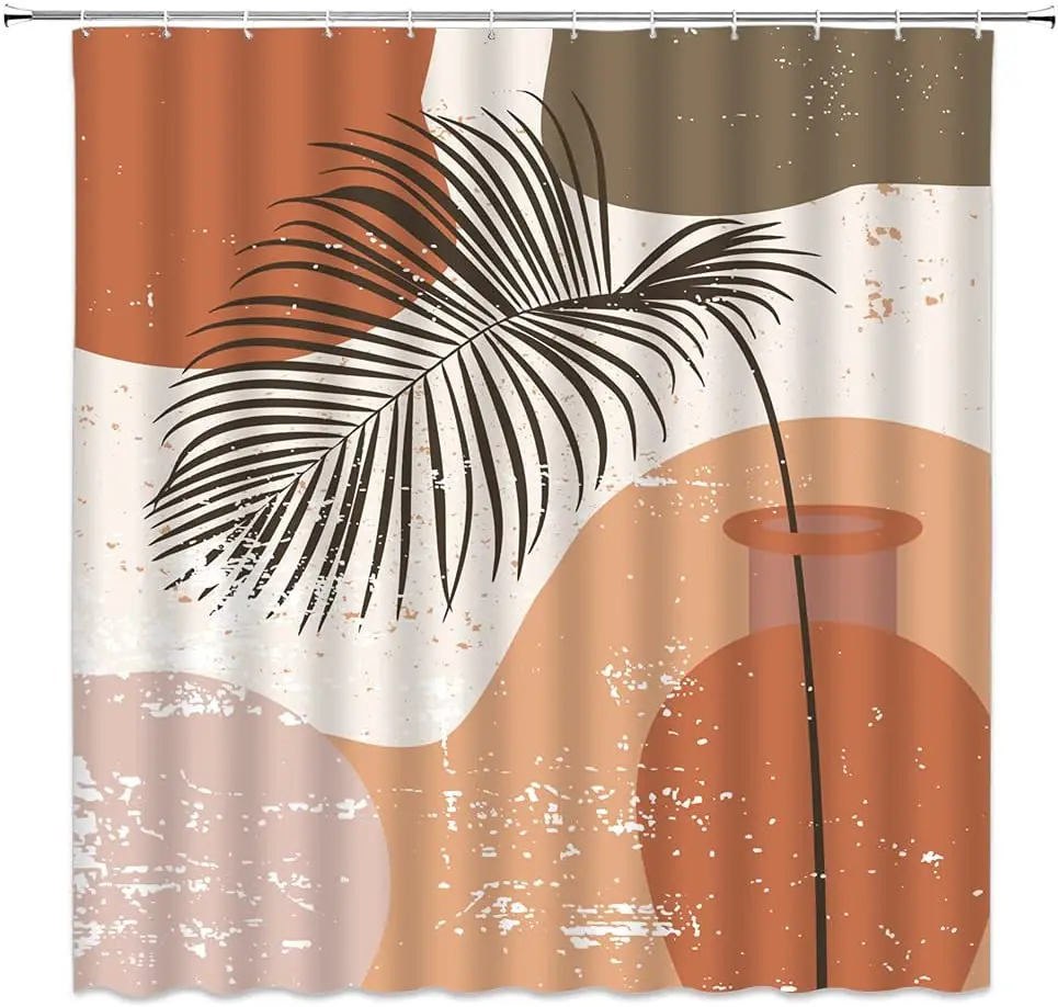 Занавеска для душа среднего века с крючками абстрактное искусство современный