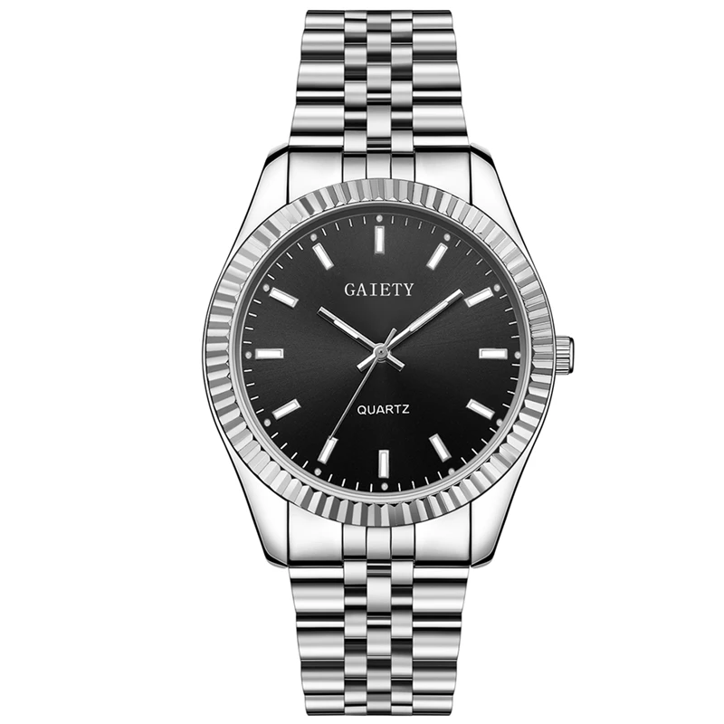 Silver Black Gaiety мужские часы с хронографом спортивные мужские s часы лучший бренд класса люкс водонепроницаемые полностью Стальные кварцевые золотые часы мужские Relogio Masculino - Цвет: Silver Black