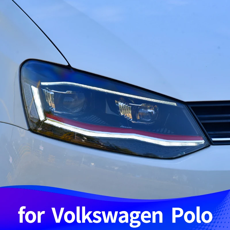 Передняя фара в сборе для Volkswagen Polo 2012-2018 светодиодные дневные ходовые огни