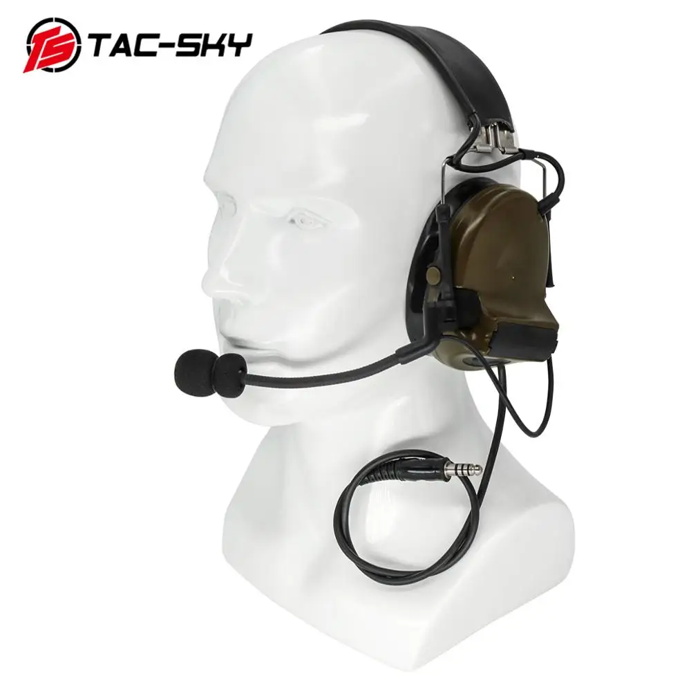 TAC-SKY COMTAC II Gel Ear Pads Hearing Protection Noise Reduction Pickup Military Airsoft Tactical Headset + U94 Kenwood  PTT