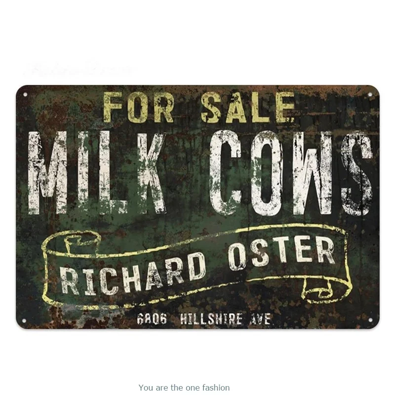 Shabby Wall Metal Tin Signs Farm To Table Fresh Milk Cows For Sale Vintage Iron Stickers Plaque Plate Decor Retro Pub | Дом и сад