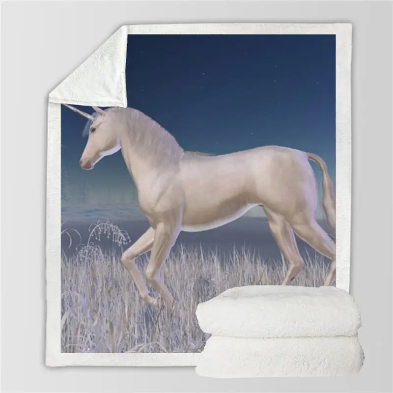 Вязаное одеяло с рисунком единорога для дивана 150 см X 200 капюшоном одеяла ручная