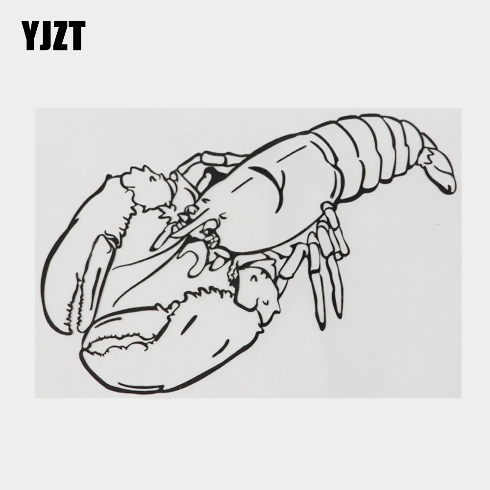 

YJZT 16.2CM×10.7CM Marine Animal Lobster Black/Silver Vinyl Decal Car Sticker 18A-0130