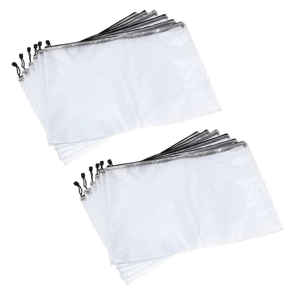 

12Pcs File Bags Stationery Cases Stationery Bags Student Gifts (White)