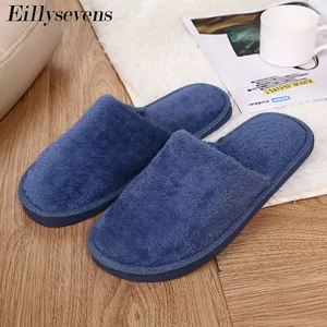 Men Warm Home Plush Soft Slippers Indoors Anti-slip Winter Floor Bedroom Shoes Unisex Shoes Slippers