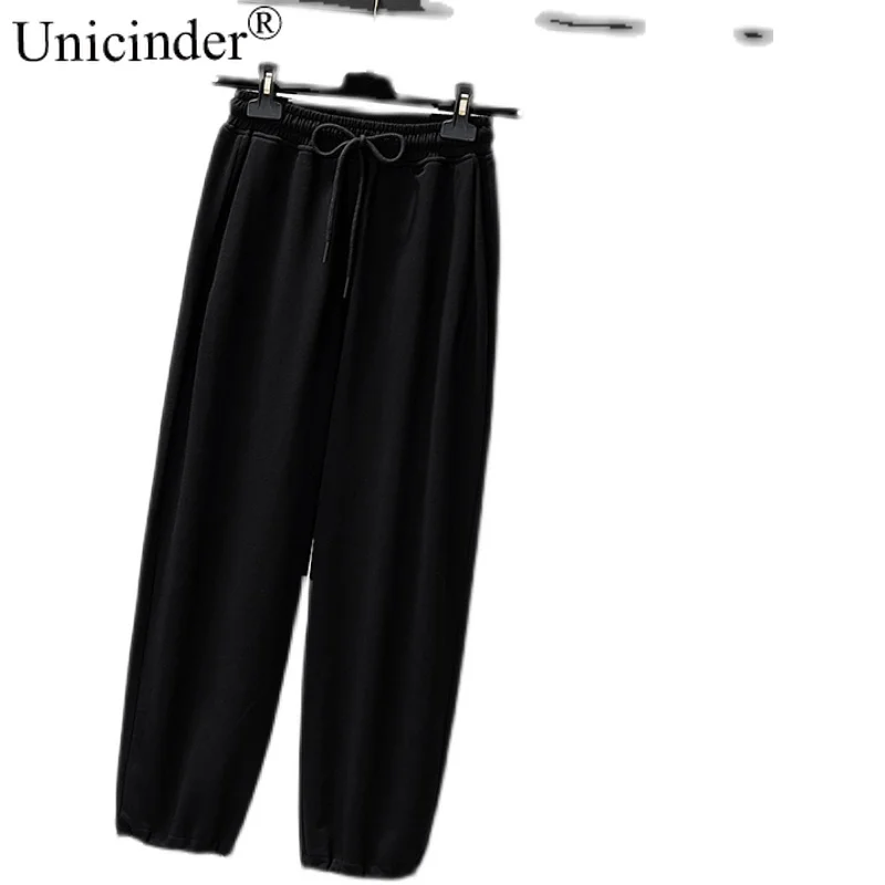 

Unicinder 2021 Plus Size Ladies Draw String Beam Foot Sweatpants Female Spring Model Show Thin Joker Harlan Wide-legged Pants