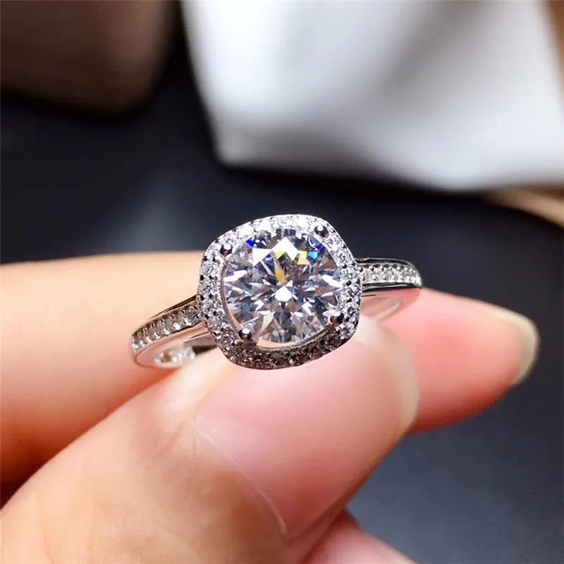 

LeeChee Moissanite кольцо 1CT VVS 6,5 мм лабораторный алмаз с сертификатом для женщин годовщина свадебный подарок настоящее 925 пробы серебро