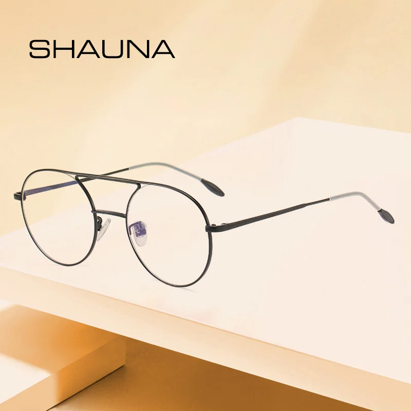 Женская круглая оптическая оправа для очков с двойным мостиком модная из сплава