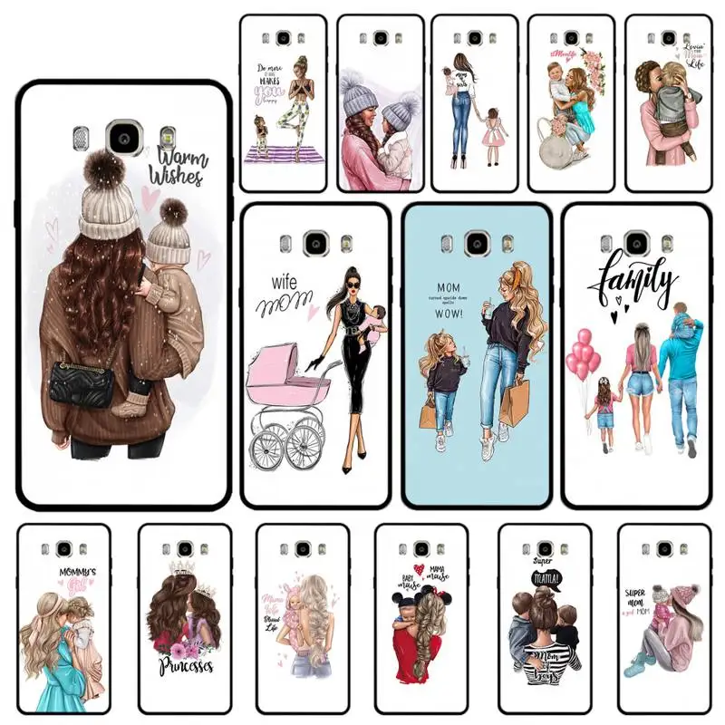 

FHNBLJ Black Brown Hair Baby Mom Girl Queen Phone Case for Samsung Note 8 9 10 20 lite pro ultra J 7 2 4 6 5 prime
