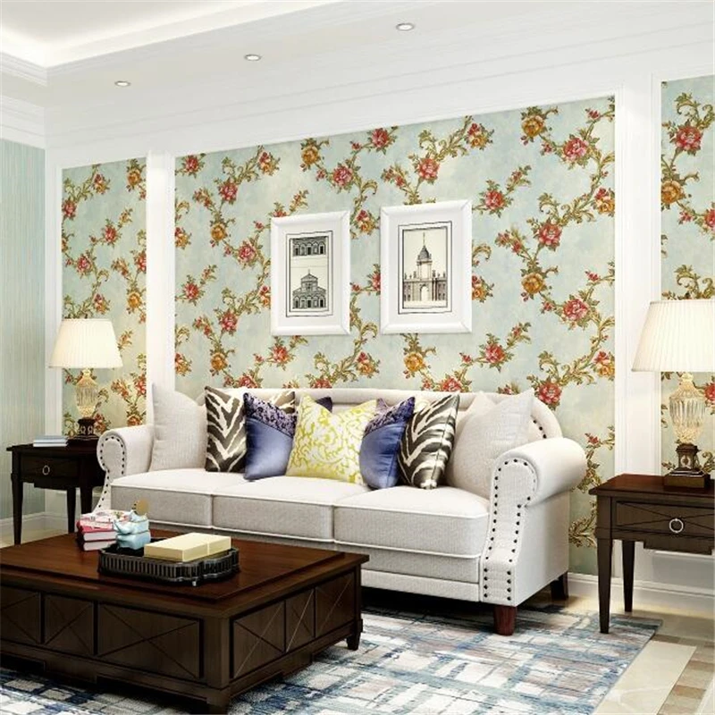 

WELLYU new American Teng spend pressure wallpapers Living room TV back wall decorations non-woven wallpaper papel de parede