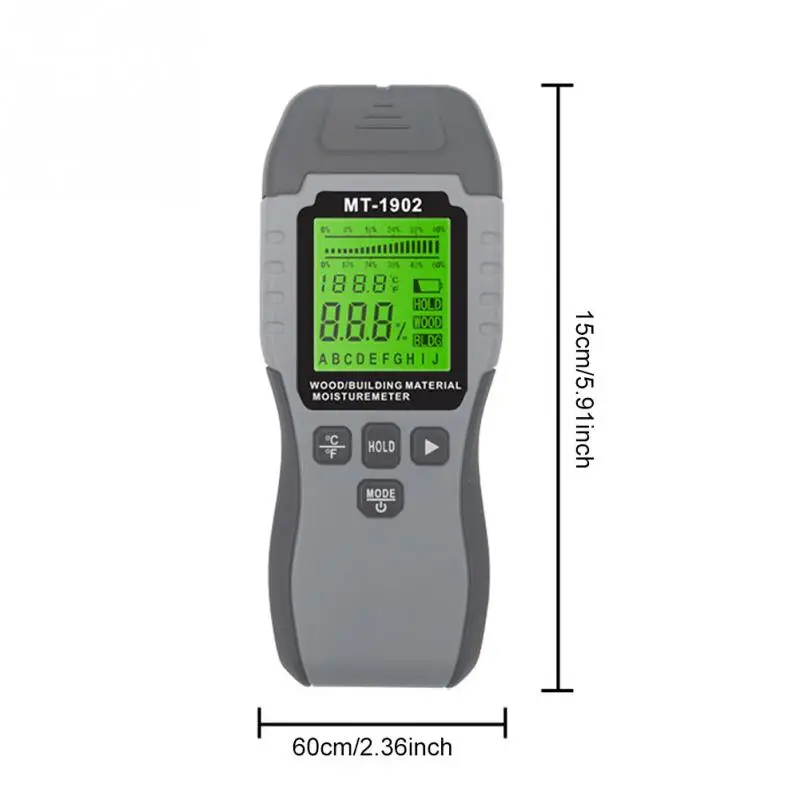 

Pin Type Battery Powered Wood Moisture Meter Detector Portable ABS Measuring Digital Display Firewood Backlight LCD Screen Home