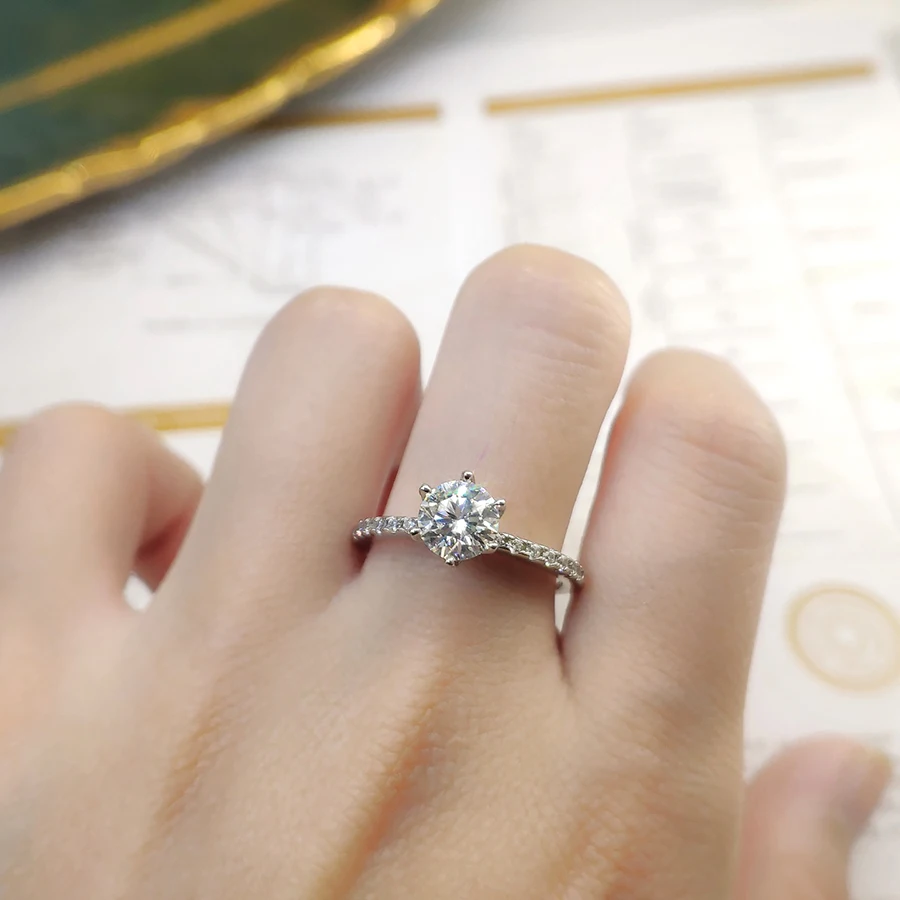 Luomansi 100%-S925 серебро 18K Withe золото кольцо 1 карат муассанит кольца обручальные