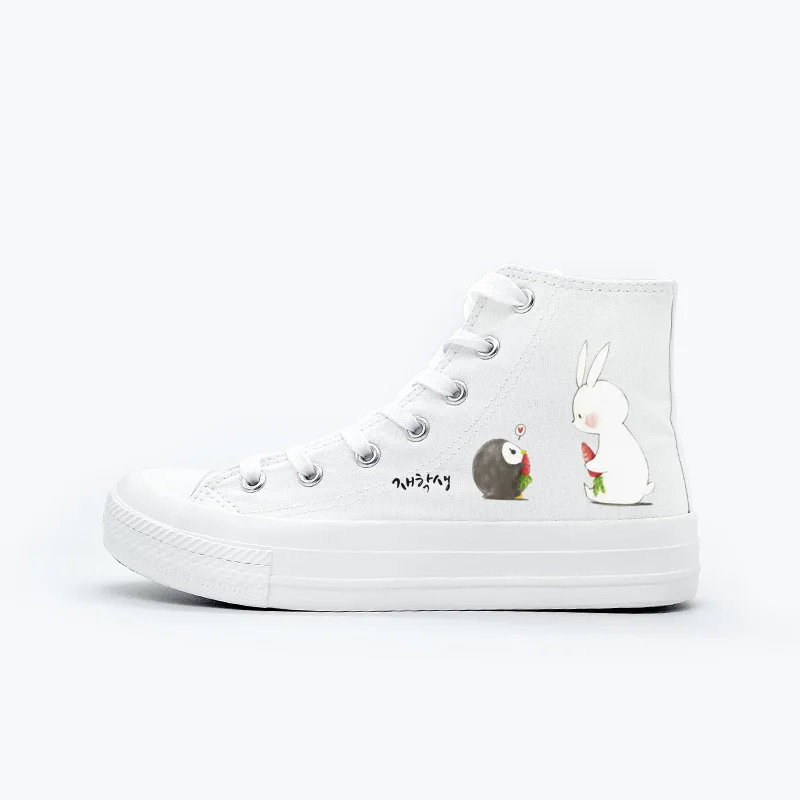 Skatebarding Shoes High Quality Vulcanized Shoes Causal Soft Shoes Women flat sole shoes chaussure femme White Canvas High Shoes