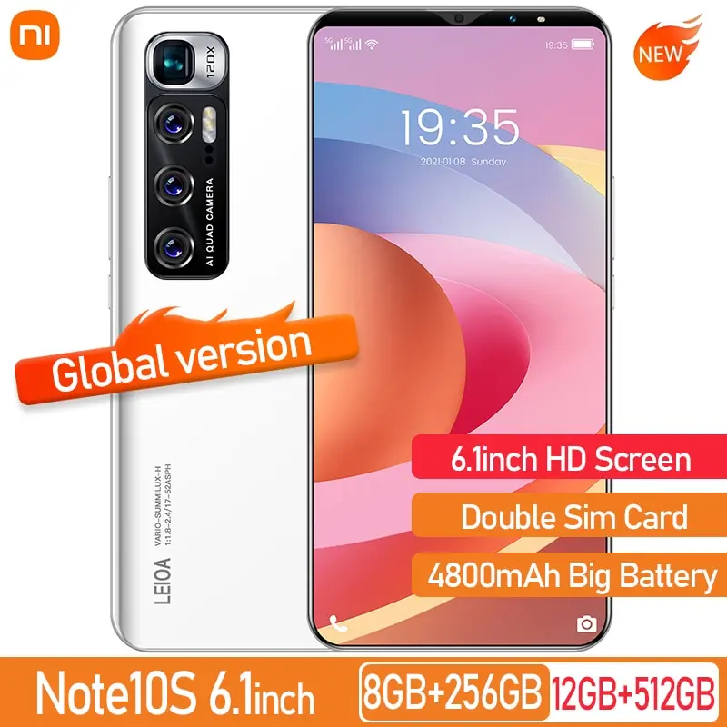 

Global Version Radmi Note10S 6.1 Inch Smartphone HD Full Screen 16+512GB 4800mAh Android 10.0 Google GPS Unlocked 5G MobilePhone