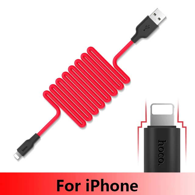 HOCO 1 м 2 м мягкий силиконовый USB кабель для iPhone 11 pro Max Type C кабель Micro кабель для Samsung USB C кабель - Цвет: Red for iPhone