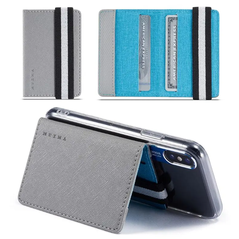 5 Colors RFID Blocking Adhesive Genuine Leather Credit Card Pocket Sticker Pouch Holder Case for Cell Phone | Багаж и сумки
