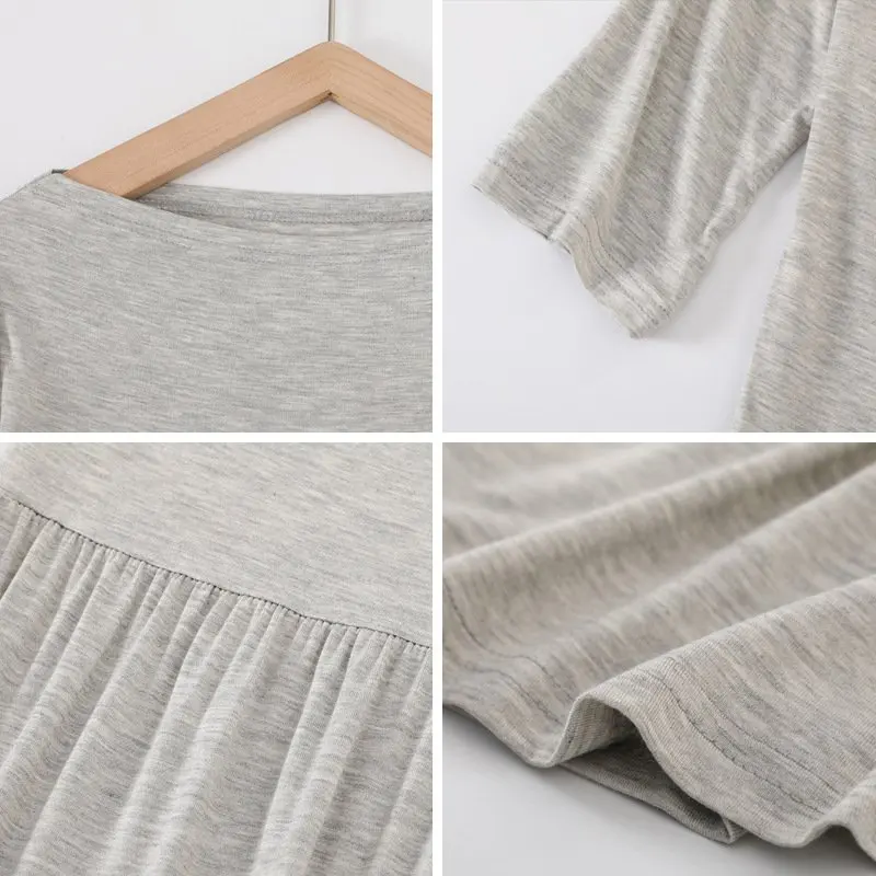 Платье из модала с вырезом лодочкой и коротким рукавом однотонное платье|Женские