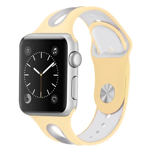 Milk yellow white Спортивный ремешок для apple watch pulseira apple watch 4, 3, 5, ремешок 44 мм, 40 мм, iwatch band 42 мм, 38 мм, браслет correa, ремешок для часов - Цвет ремешка: Milk yellow white
