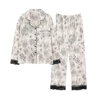 fdfklak new womens pajamas print fashion cotton nightwear set woman 2 pieces long sleeve large size home suit 2022 pijama