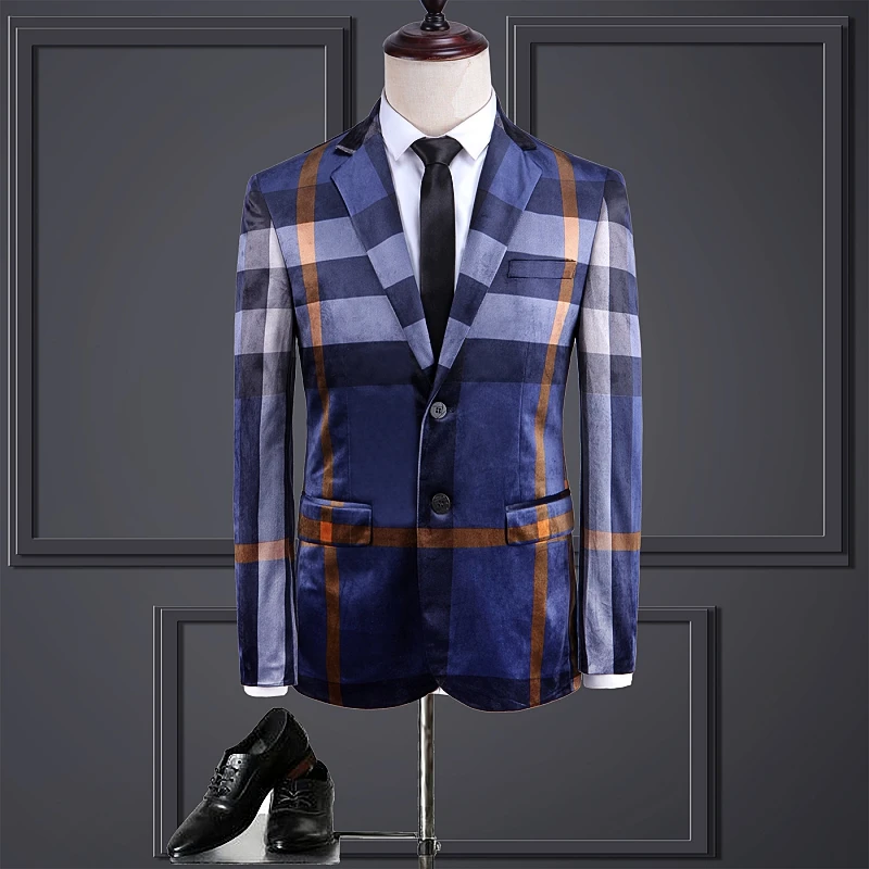 Новый Повседневный блейзер для деловых мужчин в клетку на бретельках Элегантный
