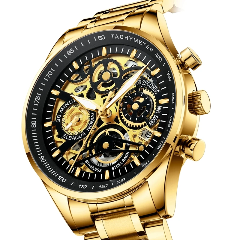 

Часы наручные NIBOSI Мужские кварцевые, модные брендовые Роскошные спортивные водонепроницаемые золотистые, в стиле милитари