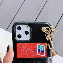 DR12 Luxury Gold Pendant Matte PU Leather Card Holder Pocket Case For iPhone 12 11 Pro XS Max 7 8 Plus XR Phone Accessory Bag