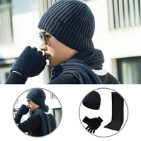 anti fade portable beanie scarf gloves set winter supplies for male
