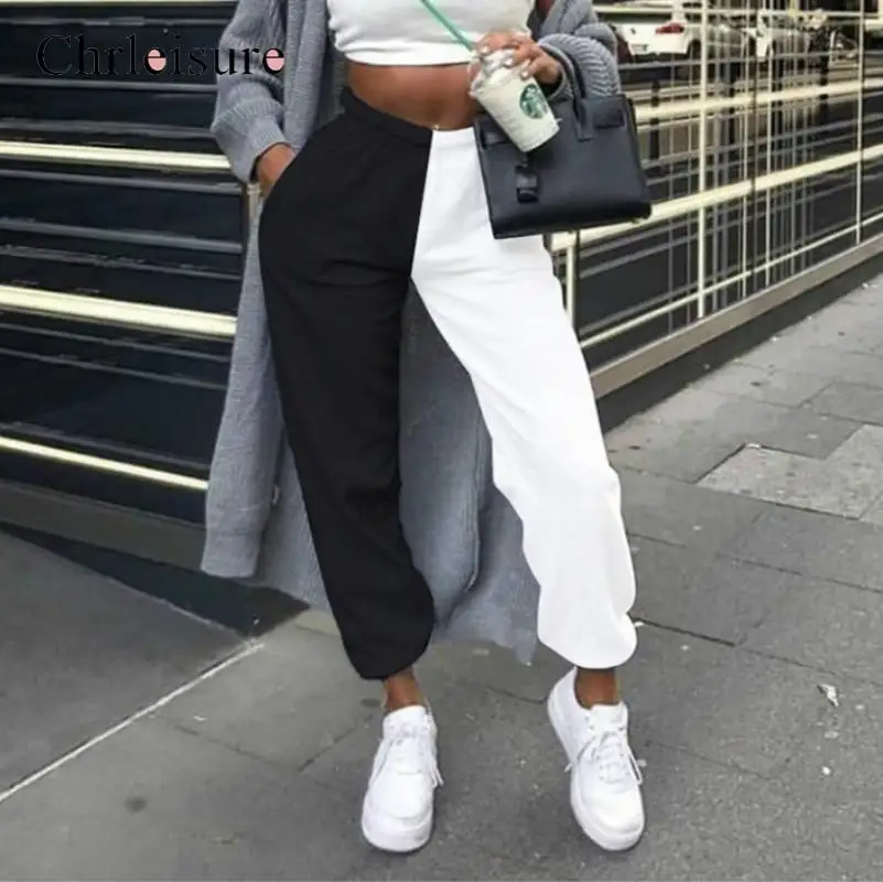 Повседневные спортивные женские штаны осень 2019 лоскутные брюки для тренировок