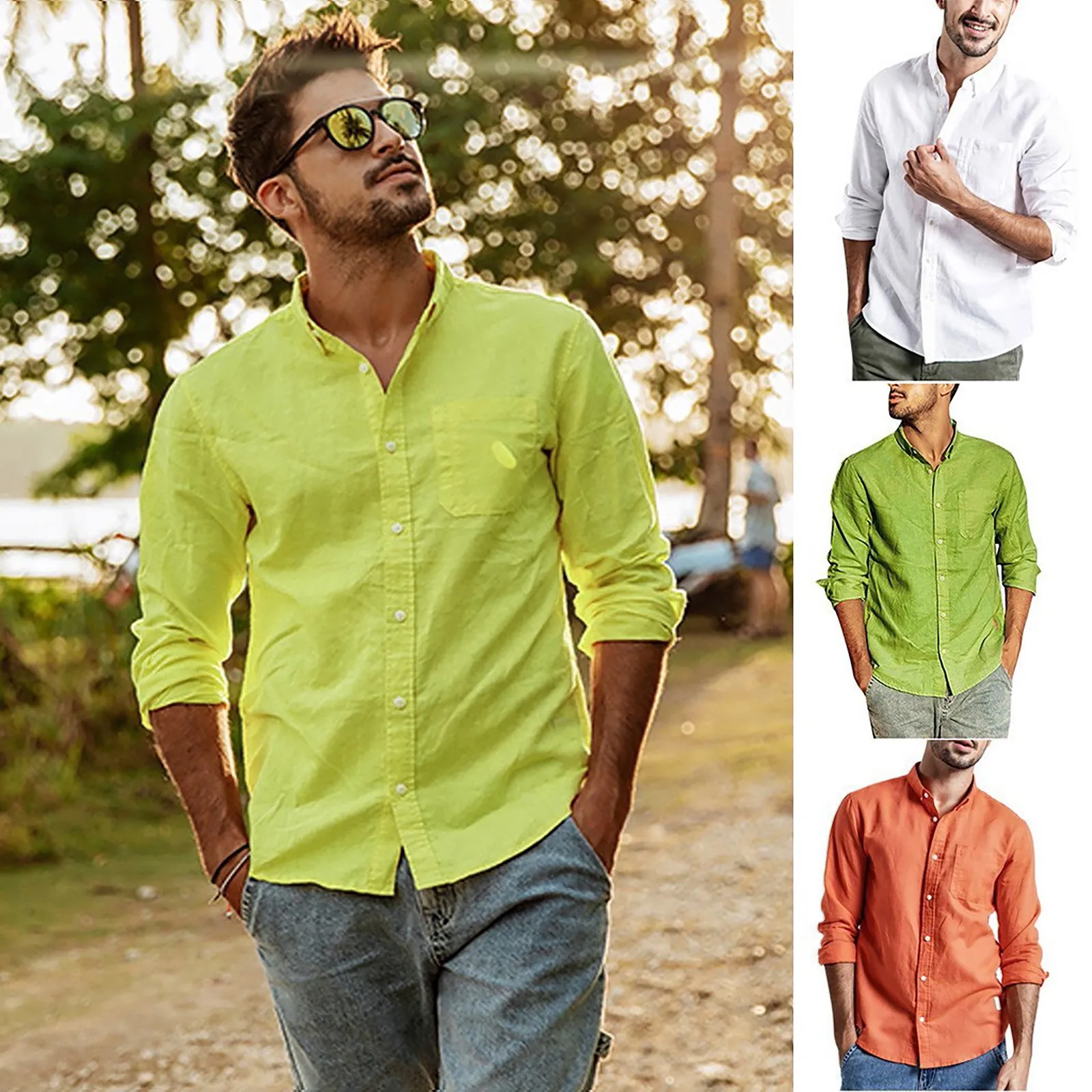 

2021 Classic Slim Fit Dress Shirt For Men Summer Button Casual Linen And Cotton Long Sleeve Top Blouse Shirt Breathable Tops