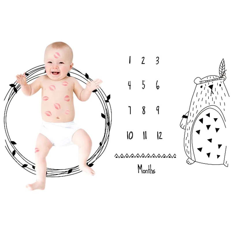 

Newborn Baby Monthly Milestone Photo Background Receiving Blanket Infant Kids Photo Props Diaper Photography Cloth Accessories