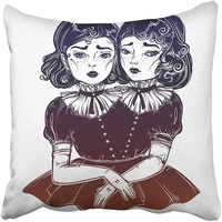 emvency throw pillow cover square 20x20 inches the siamese twins portrait of beautiful victorian circus freaks in vintage cute