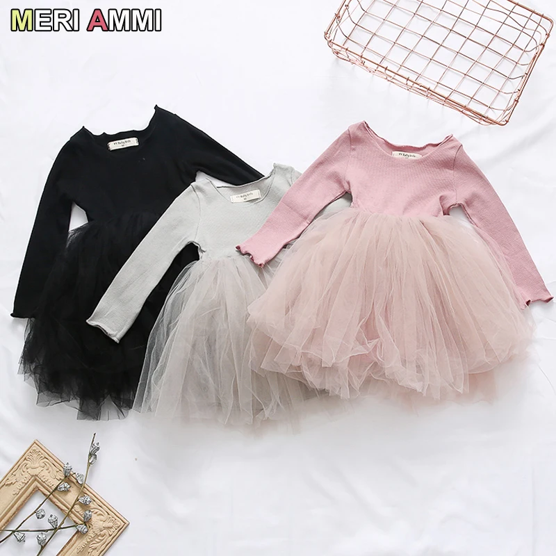 MERI AMMI Children Clothing Set Long Sleeve Floral Flower Girl TuTu Party Dress For 1-8 Year Kids J639 | Детская одежда и обувь