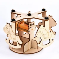 diy education science toys wooden carousel merry go round model desk home decoration gifts for kids painting graffiti