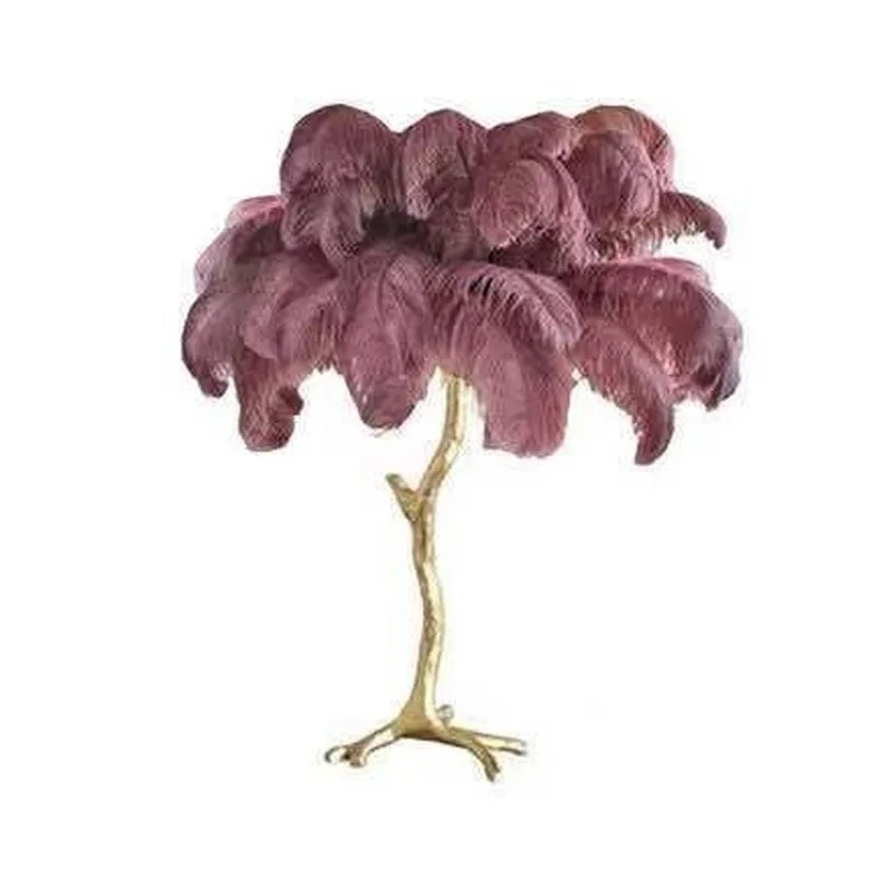 

American Luxury Design Studio Network Celebrity Bedroom Living Room All-copper Feather Lamp Branch Feather Table Lamp Floor Lamp