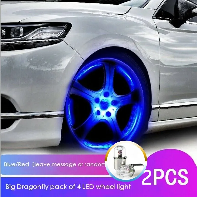 

2Pcs Car Wheel Caps Decoration Lights For Car Tire Hub Lamp Bike Wheel Deco LED Tire Valve Caps Neon Blue Strobe Car Accessories