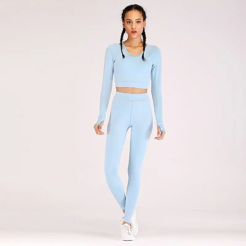 

Осенне-зимний облегающий костюм для йоги с длинным рукавом, костюм для йоги, одежда для тренировок, женский костюм для йоги