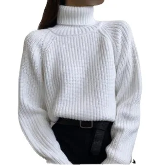 

Turtleneck sweater retro solid color 2021 new thick and loose outer wear small fragrance jacket women